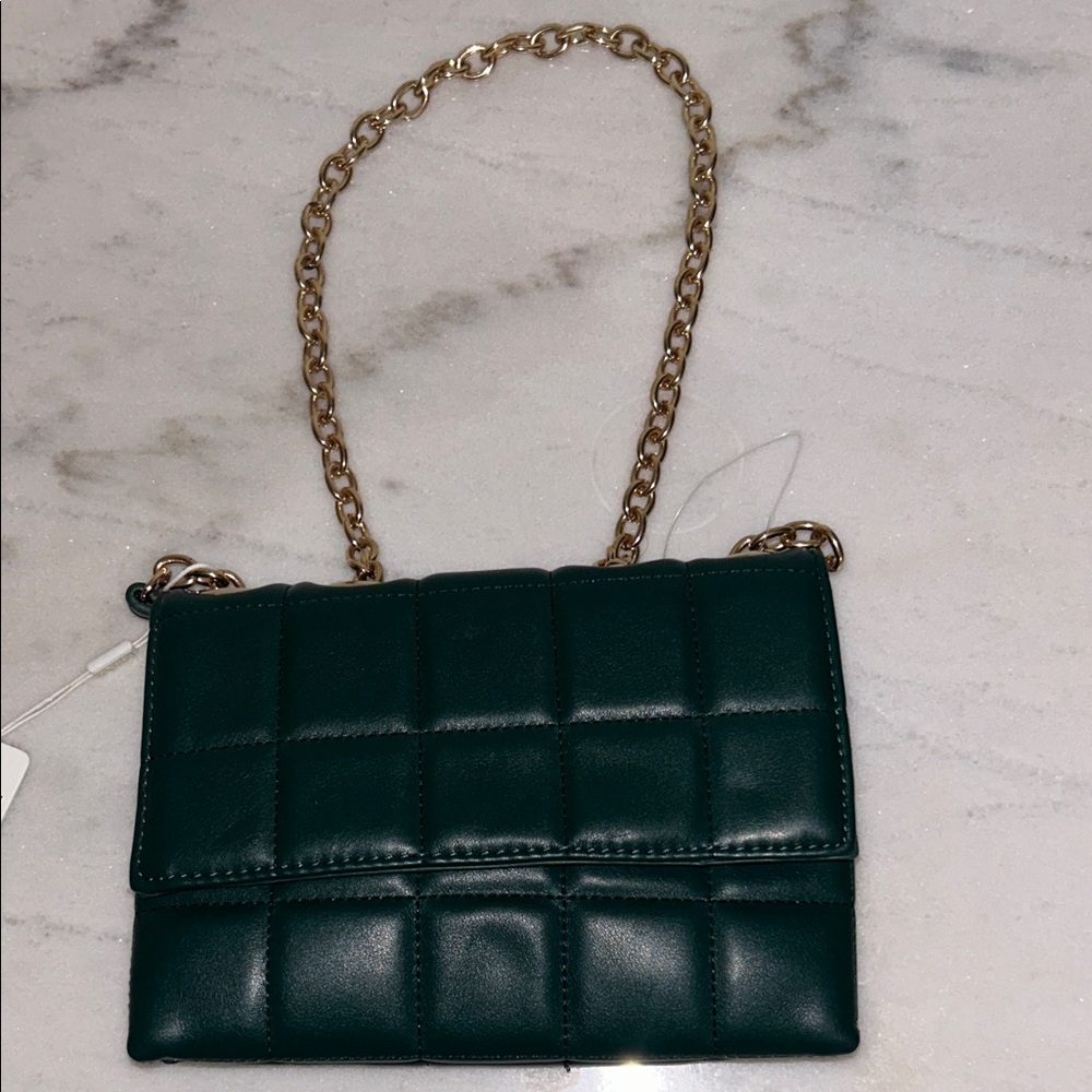 Urban Expressions Dark Green Quilted Crossbody Bag